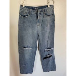 PLT baggy low rise distressed boyfriend jeans